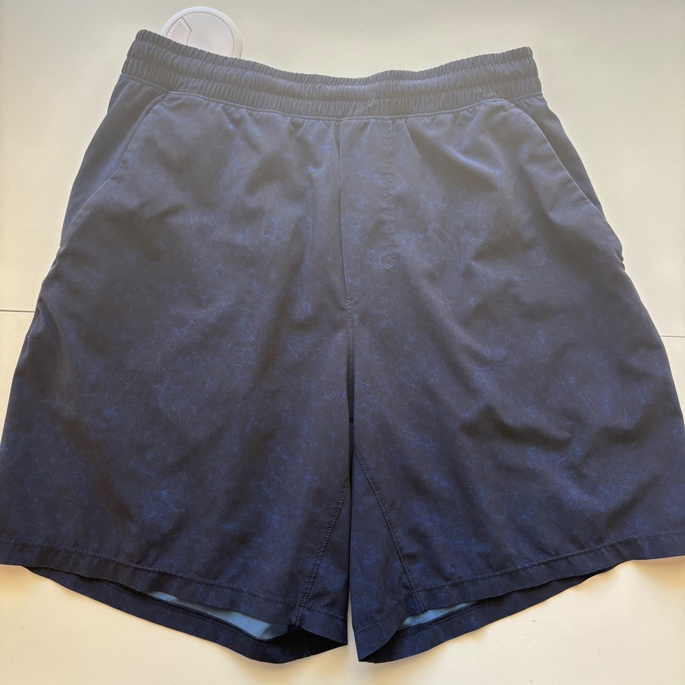 Lululemon‎ Pace Breaker Shorts Mens Small Blue Marble Print 7" Inseam Athletic
